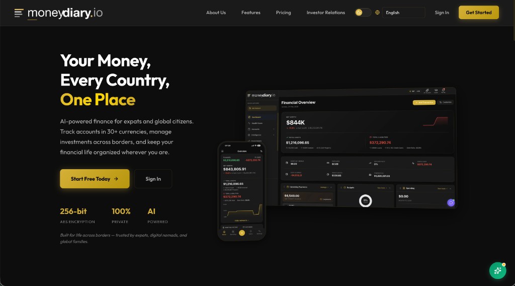 MoneyDiary.io - Your Money, Every Country, One Place